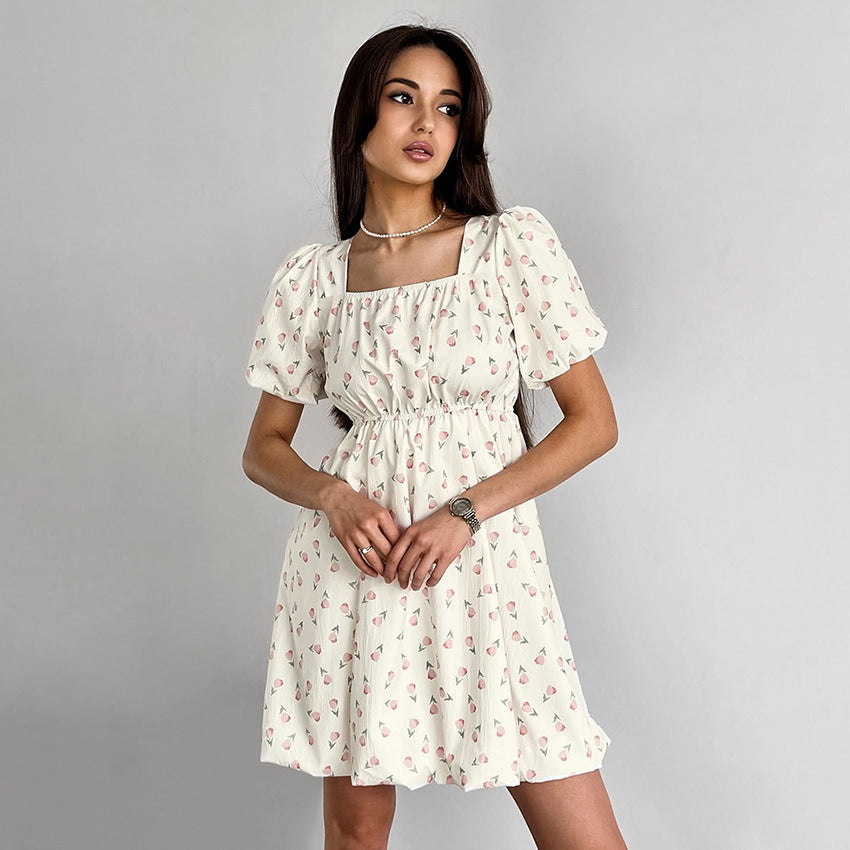 French Elegant Floral Puff Sleeve Dress | Exclusive, comfortable and high quality