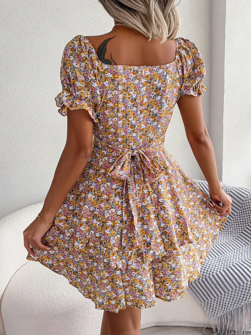 Mini Dress Swing Flower | High Waist Summer Dress