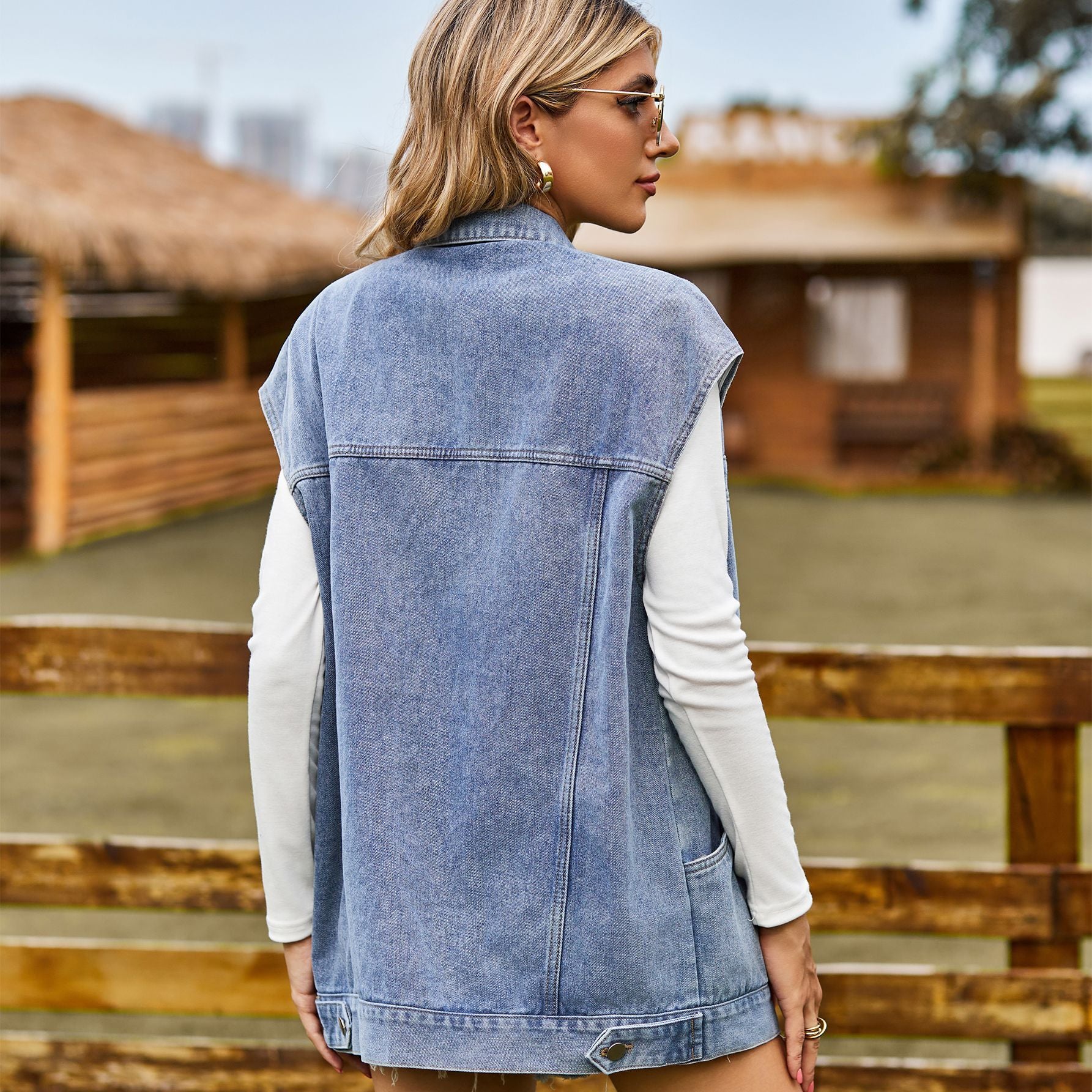 Wash Denim Waistcoat Vest