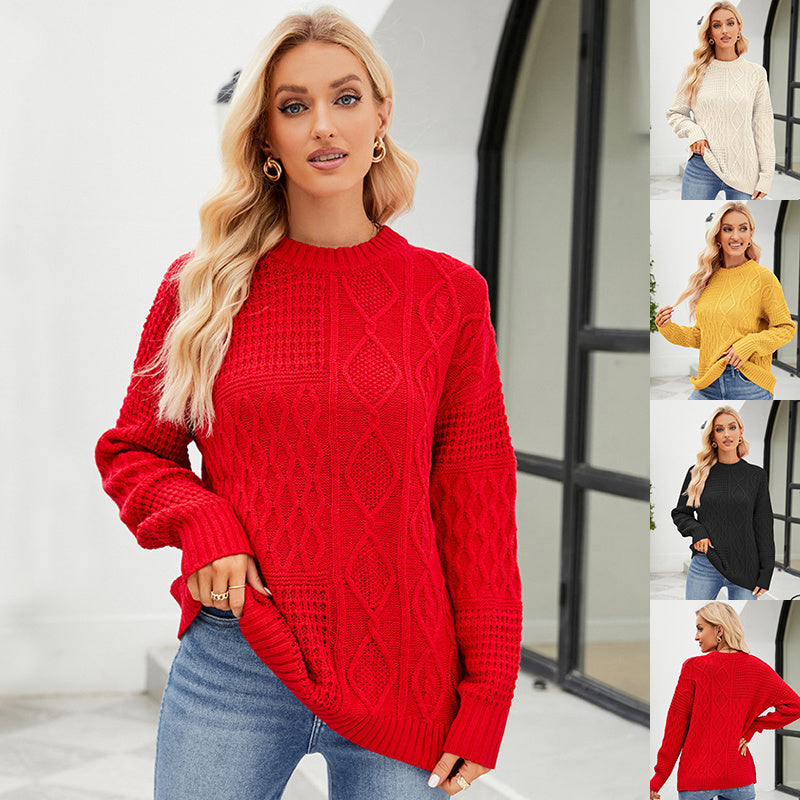 Aspire™ Cozy Round-Neck Pullover Sweater – Fall/Winter Must-Have | Solid Color Cable-Knit for Effortless Style! ❄️