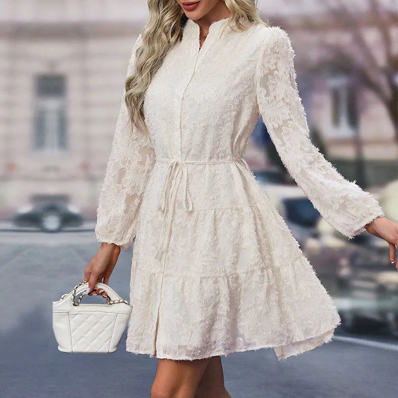 Lace Tied Long Sleeve Dress