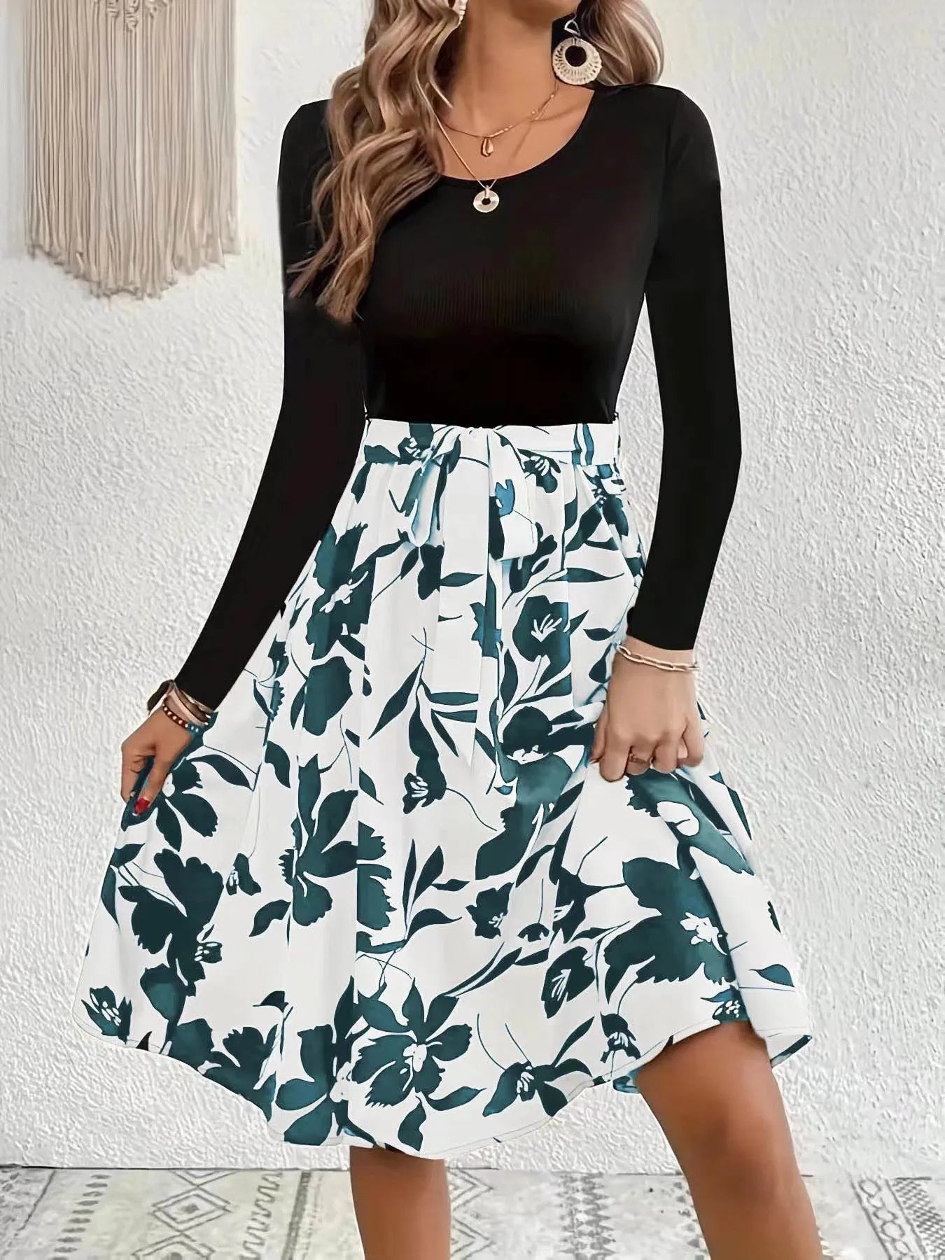 Floral Print Long Sleeve Dress