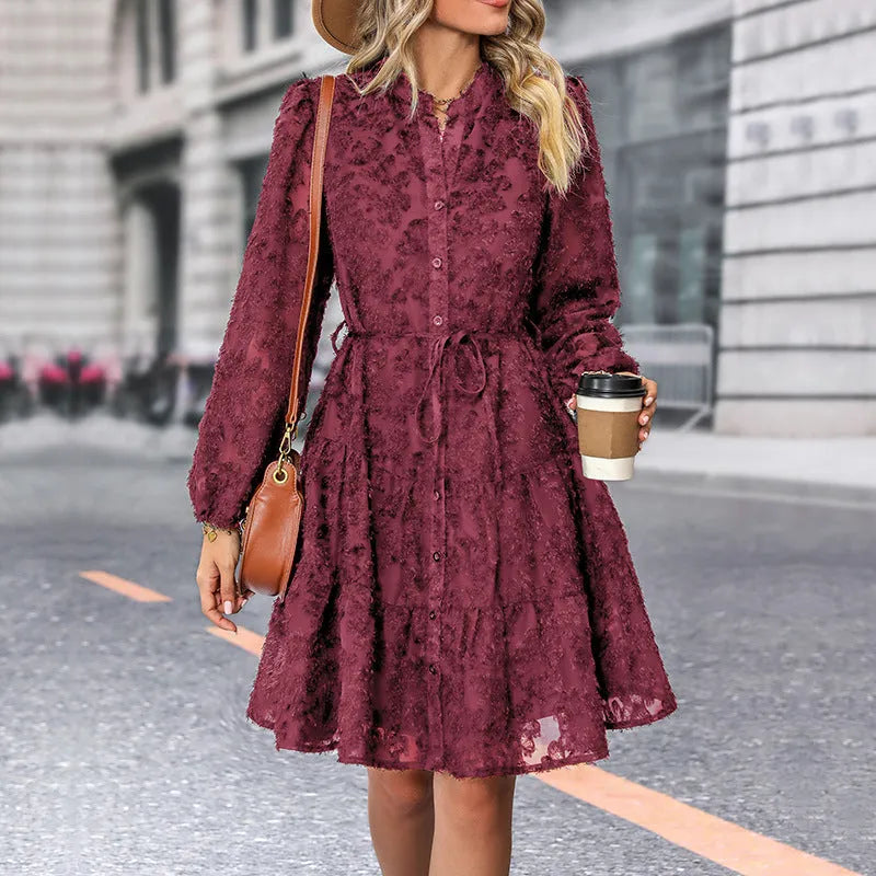 Lace Tied Long Sleeve Dress