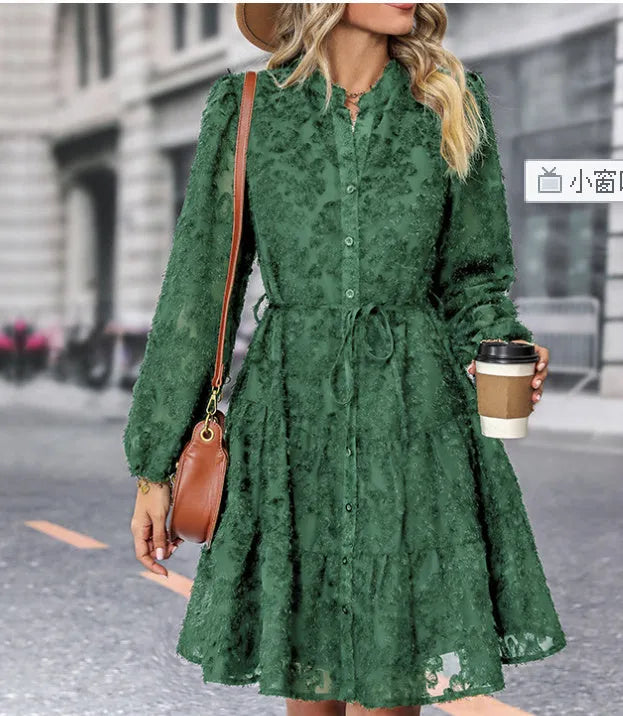 Lace Tied Long Sleeve Dress