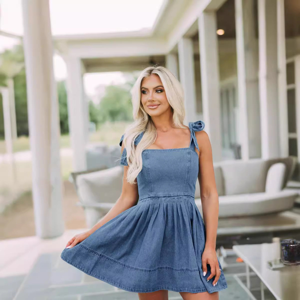 Suspenders Denim Dress | Exclusive Cotton dress