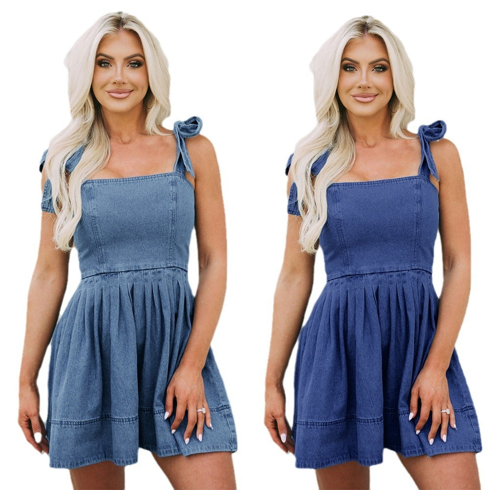 Suspenders Denim Dress | Exclusive Cotton dress