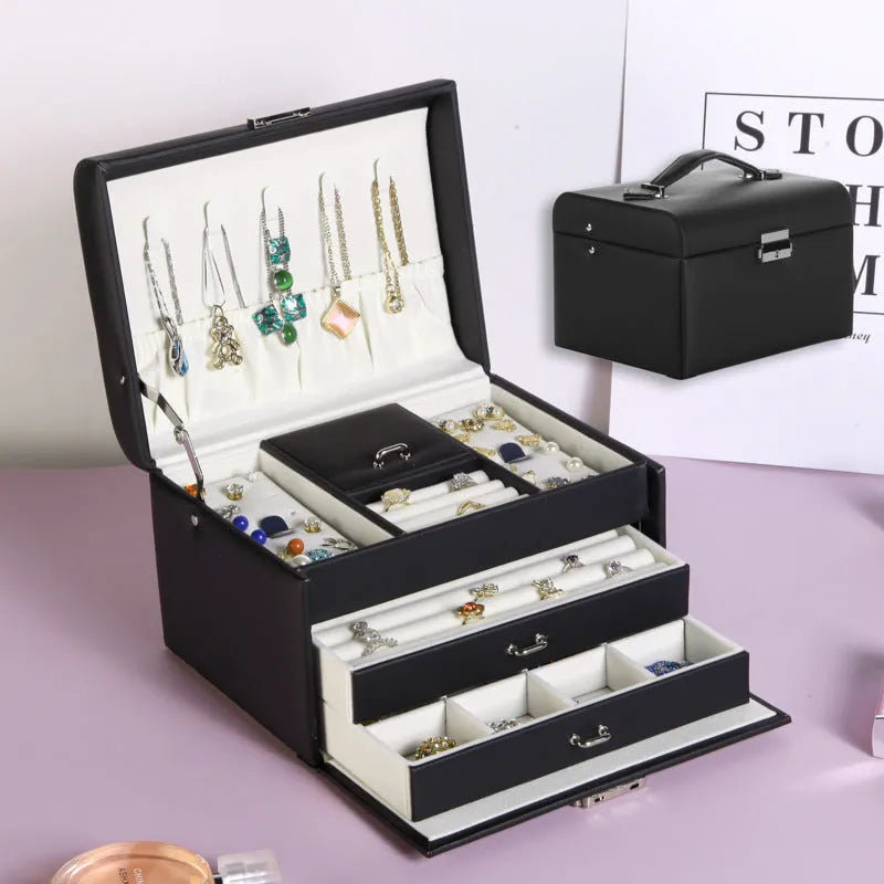 Exclusive European Three-layer Large-capacity Jewelry Storage Box