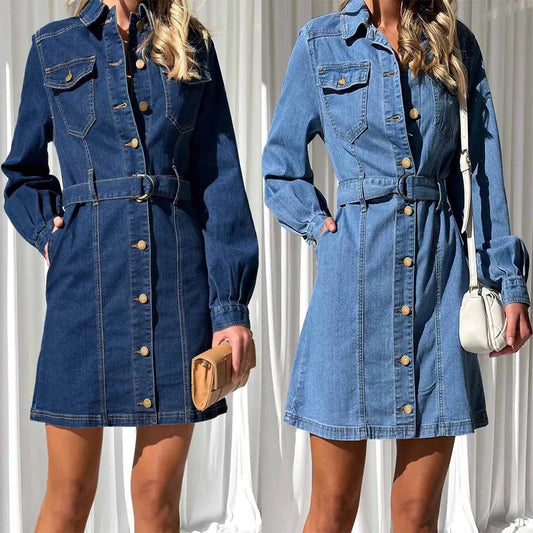 LaButton™️ cotton Denim Dress