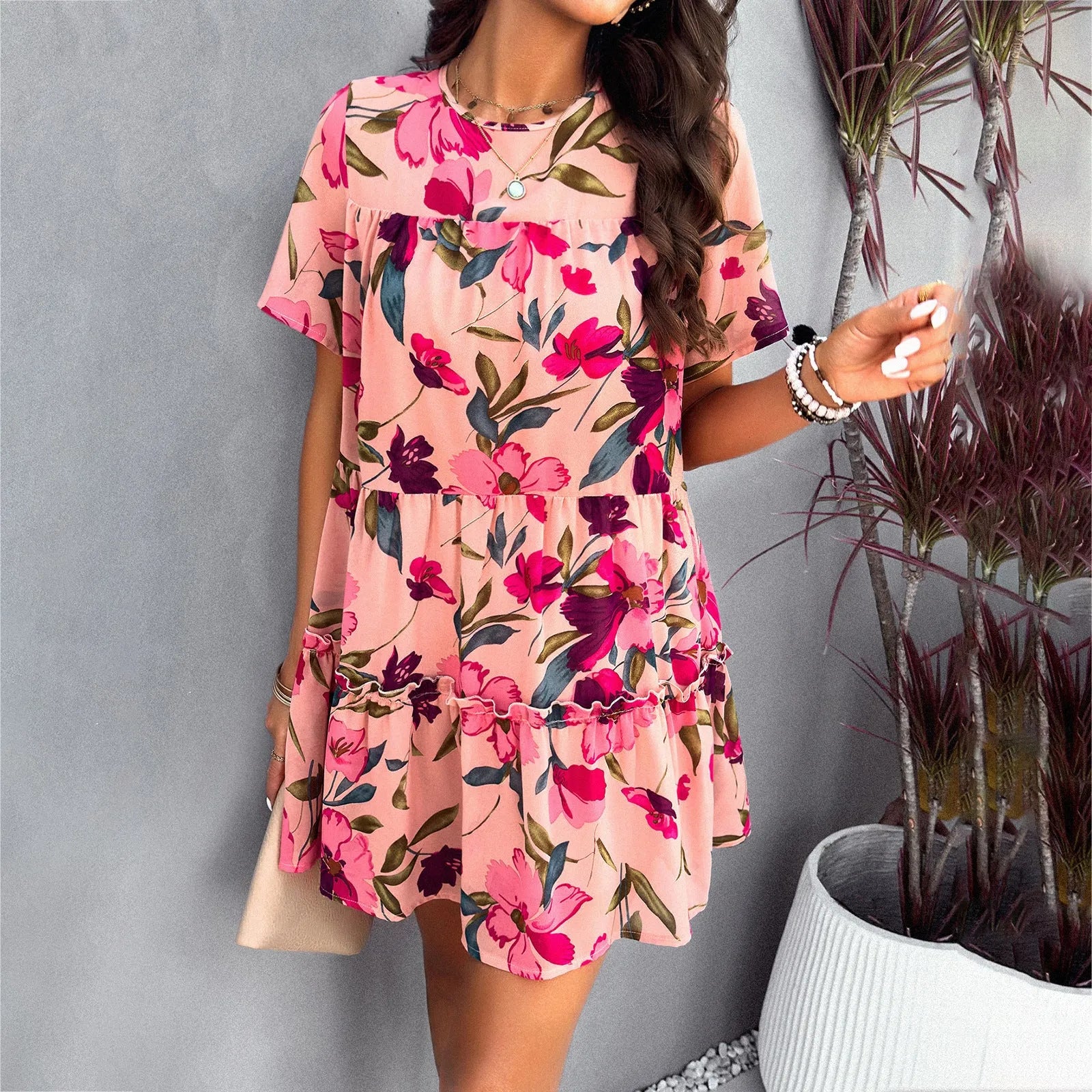 Floral Short Sleeve Dress