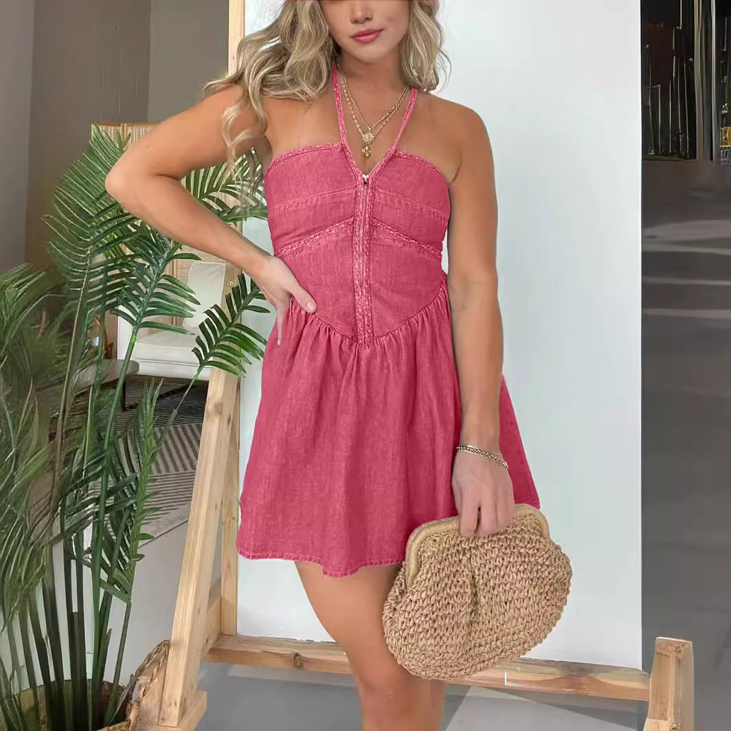 Halter Denim Dress