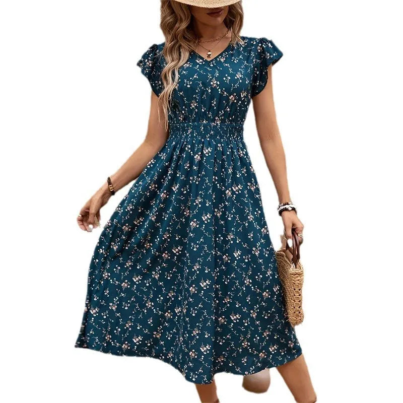 Elegant Floral Dress Lady Temperament