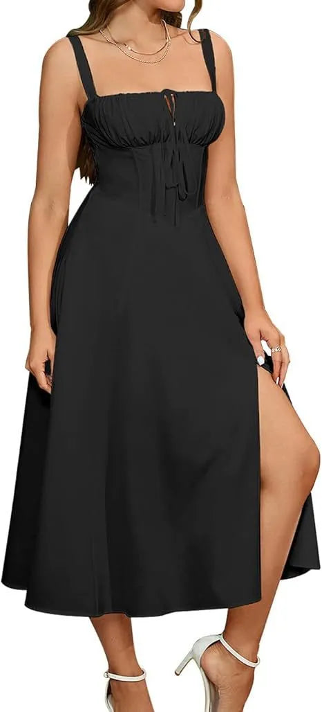 Mid-length Corset Elegant Slit Lace-up Women's Outing Leisure Dress