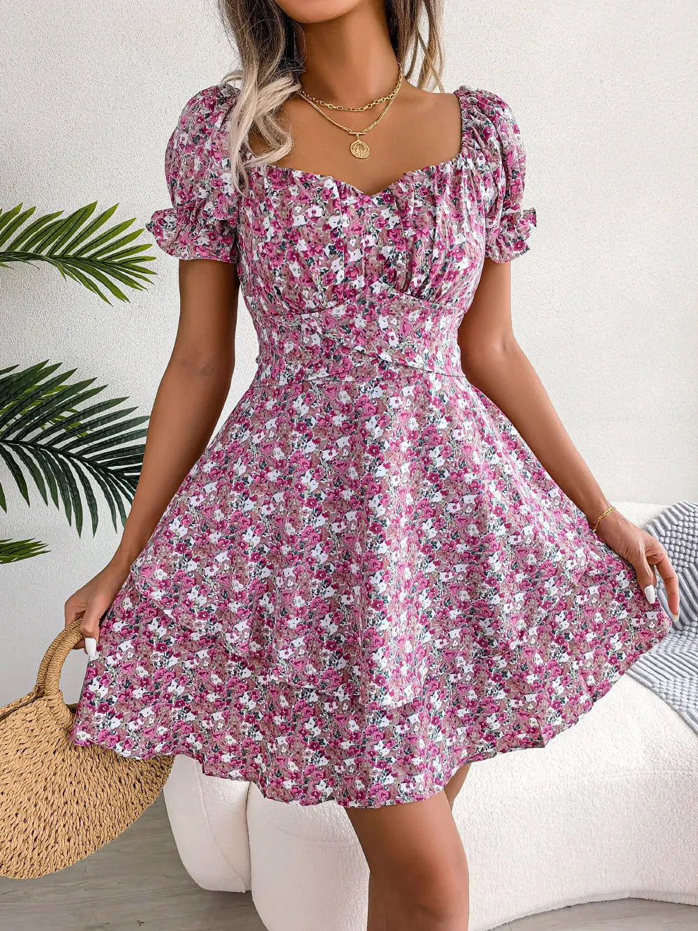 Mini Dress Swing Flower | High Waist Summer Dress