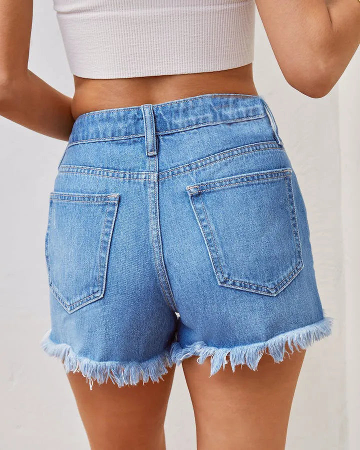 LaDenim Shorts | Tassel High Waist Ripped Denim Shorts