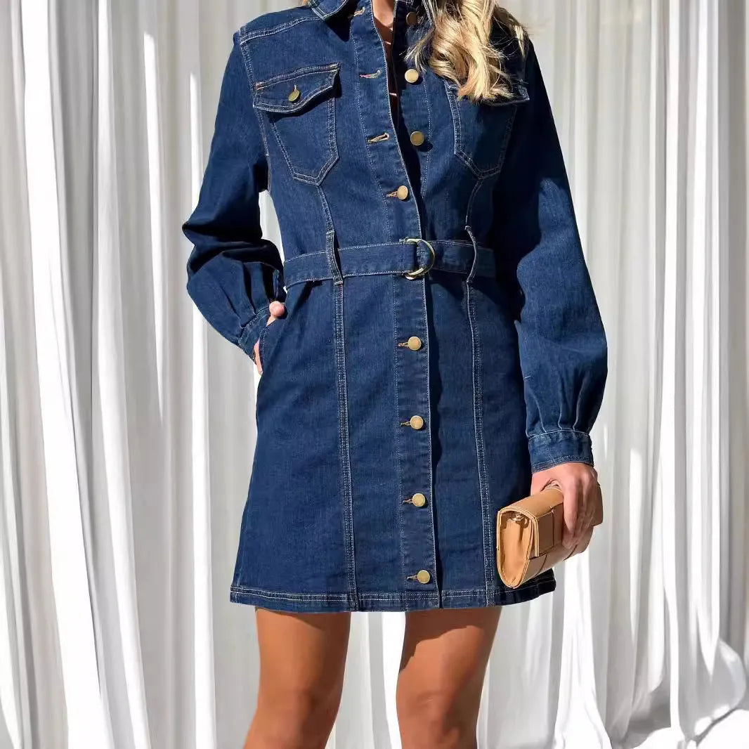 LaButton™️ cotton Denim Dress