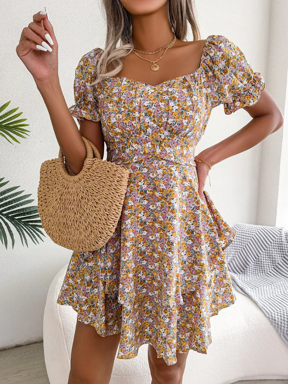 Mini Dress Swing Flower | High Waist Summer Dress