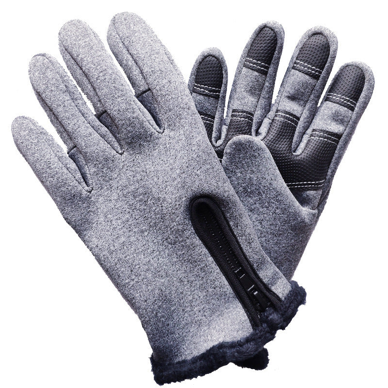 Winter Touch Screen Gloves Thermal Fleece Windproof Waterproof Drop Zipper Men's Cycling Sports Outdoor Ski Gloves