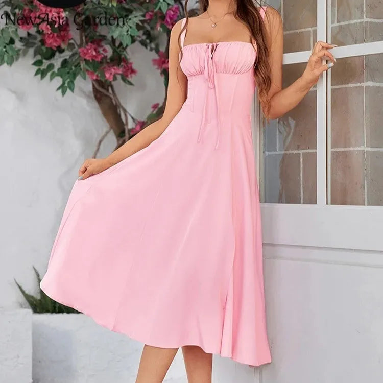 Mid-length Corset Elegant Slit Lace-up Women's Outing Leisure Dress