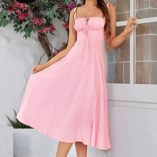 Mid-length Corset Elegant Slit Lace-up Women's Outing Leisure Dress