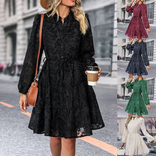 Lace Tied Long Sleeve Dress