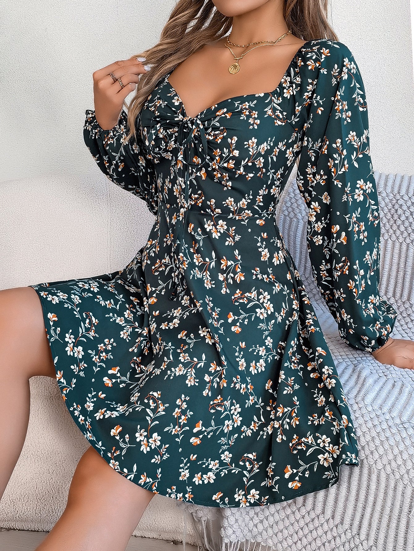 Floral Lantern Sleeve Dress | Comfortable, high quality