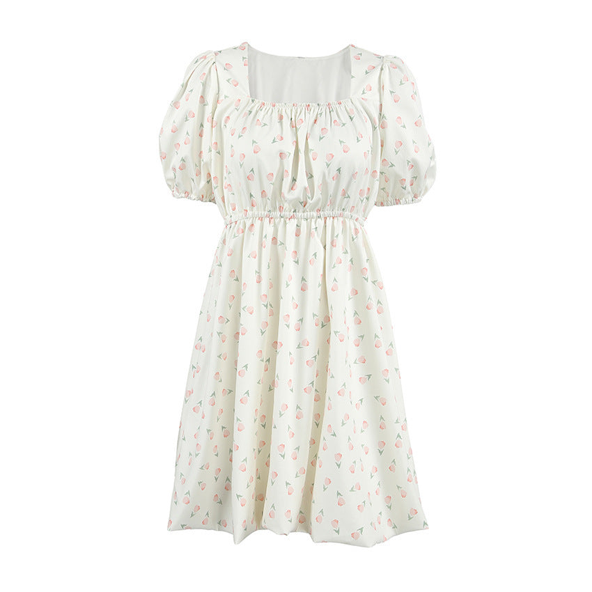 French Elegant Floral Puff Sleeve Dress | Exclusive, comfortable and high quality