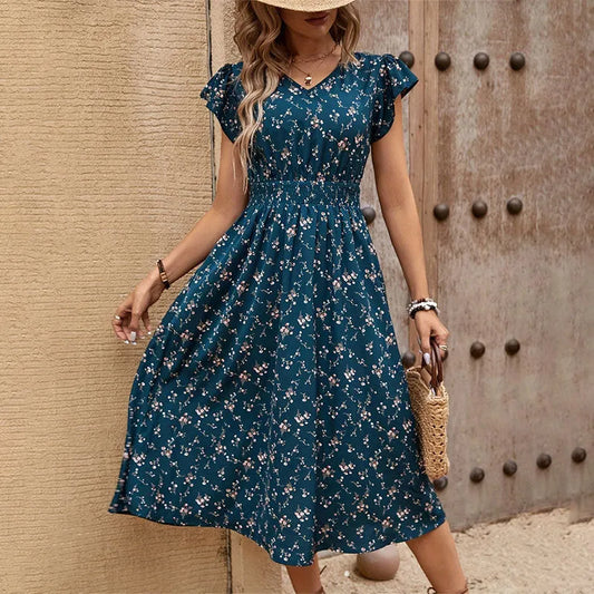 Elegant Floral Dress Lady Temperament