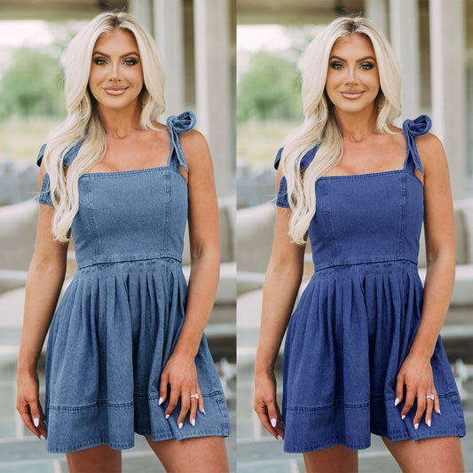 Suspenders Denim Dress | Exclusive Cotton dress