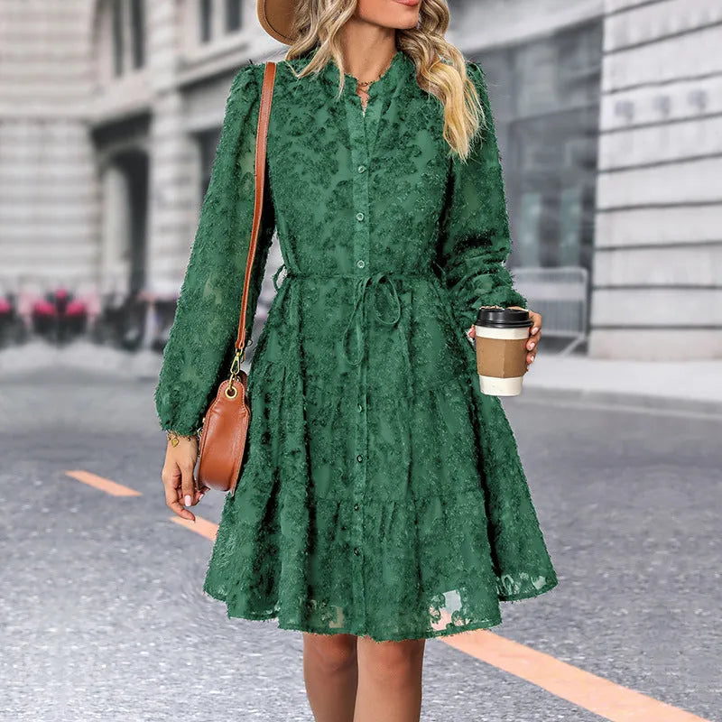 Lace Tied Long Sleeve Dress