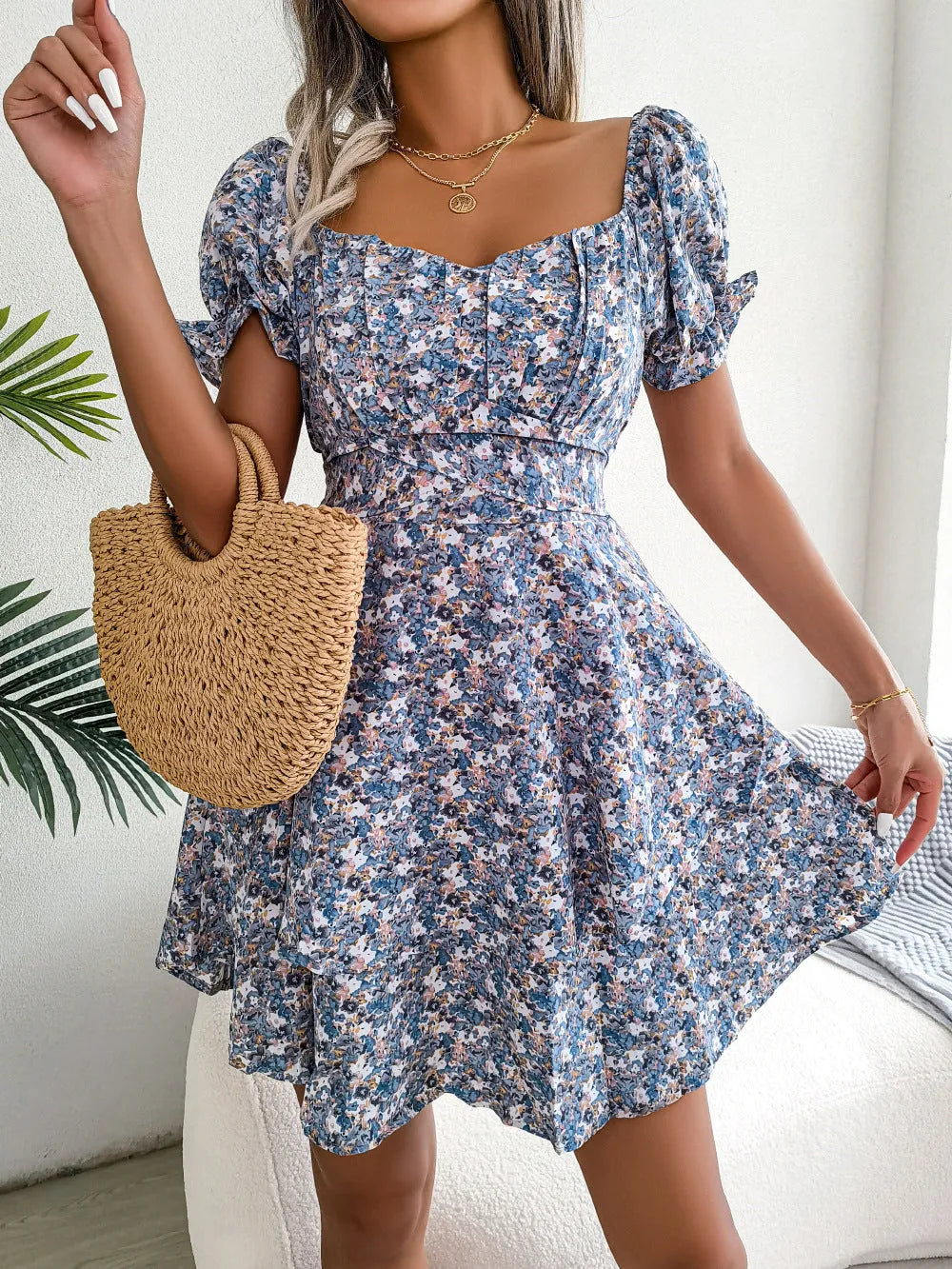 Mini Dress Swing Flower | High Waist Summer Dress