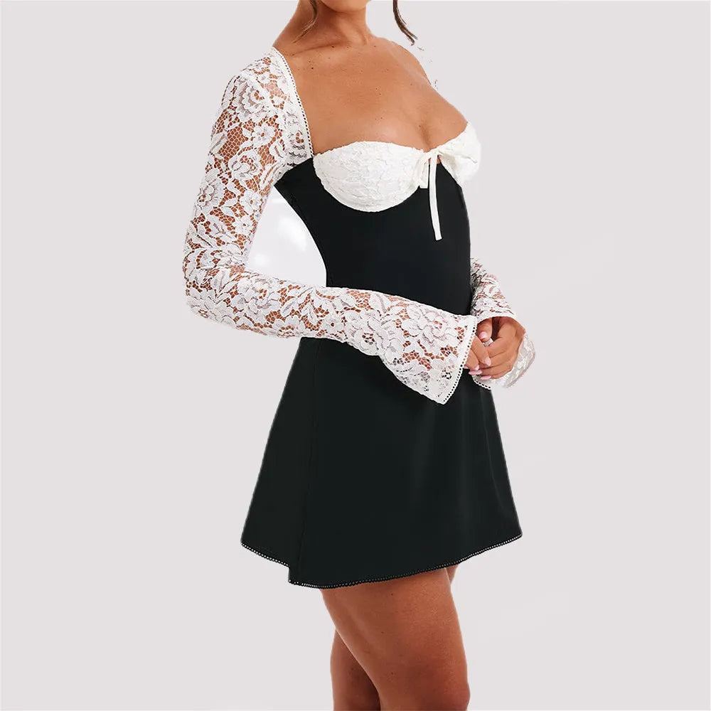 Eliane Corset Lace Long Sleeve Dress