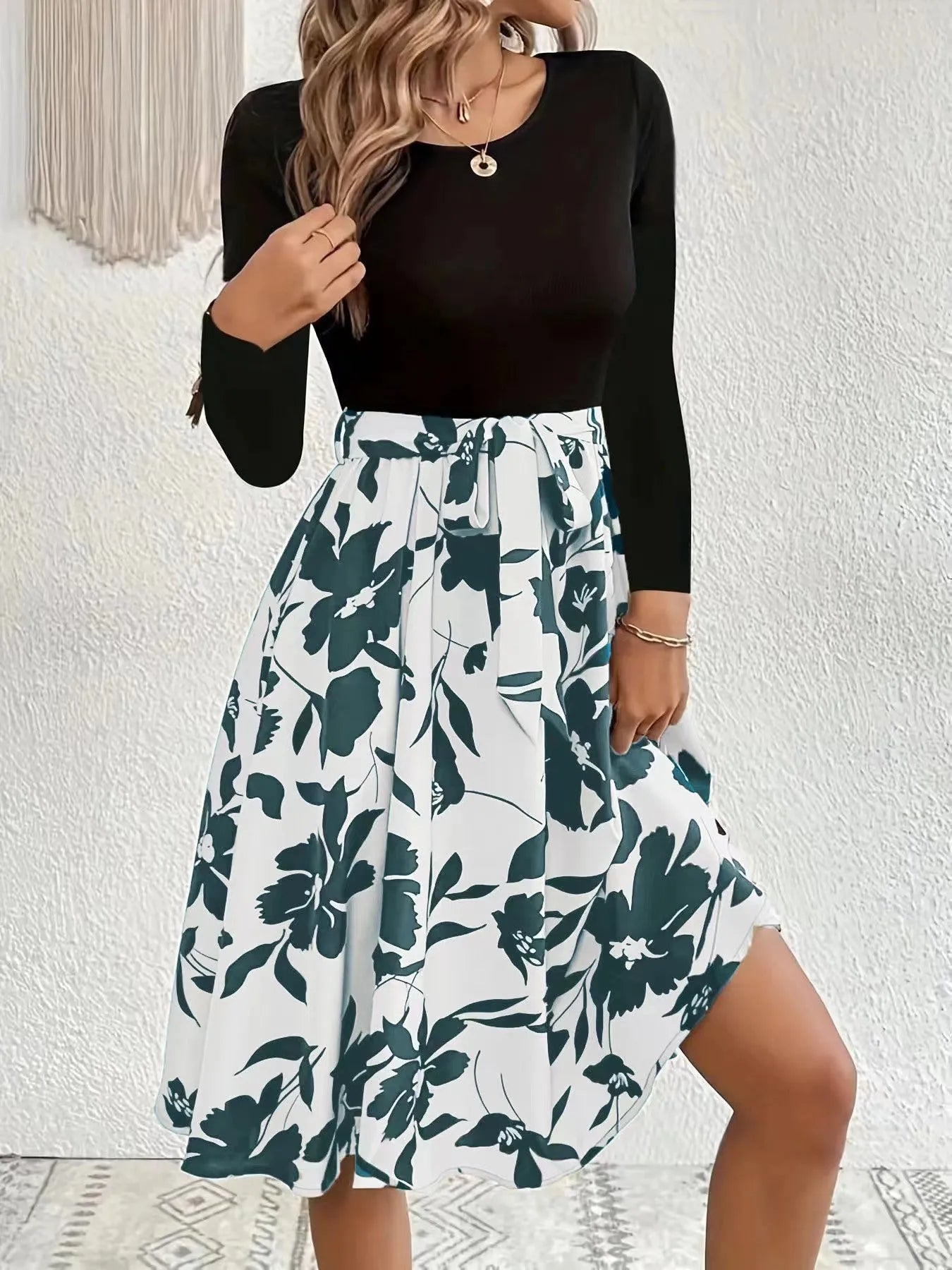 Floral Print Long Sleeve Dress