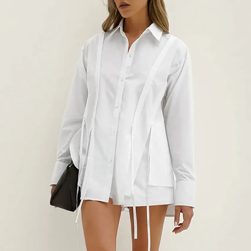 Exclusive London Lace-up Cotton Shirt + shorts | 2pcs