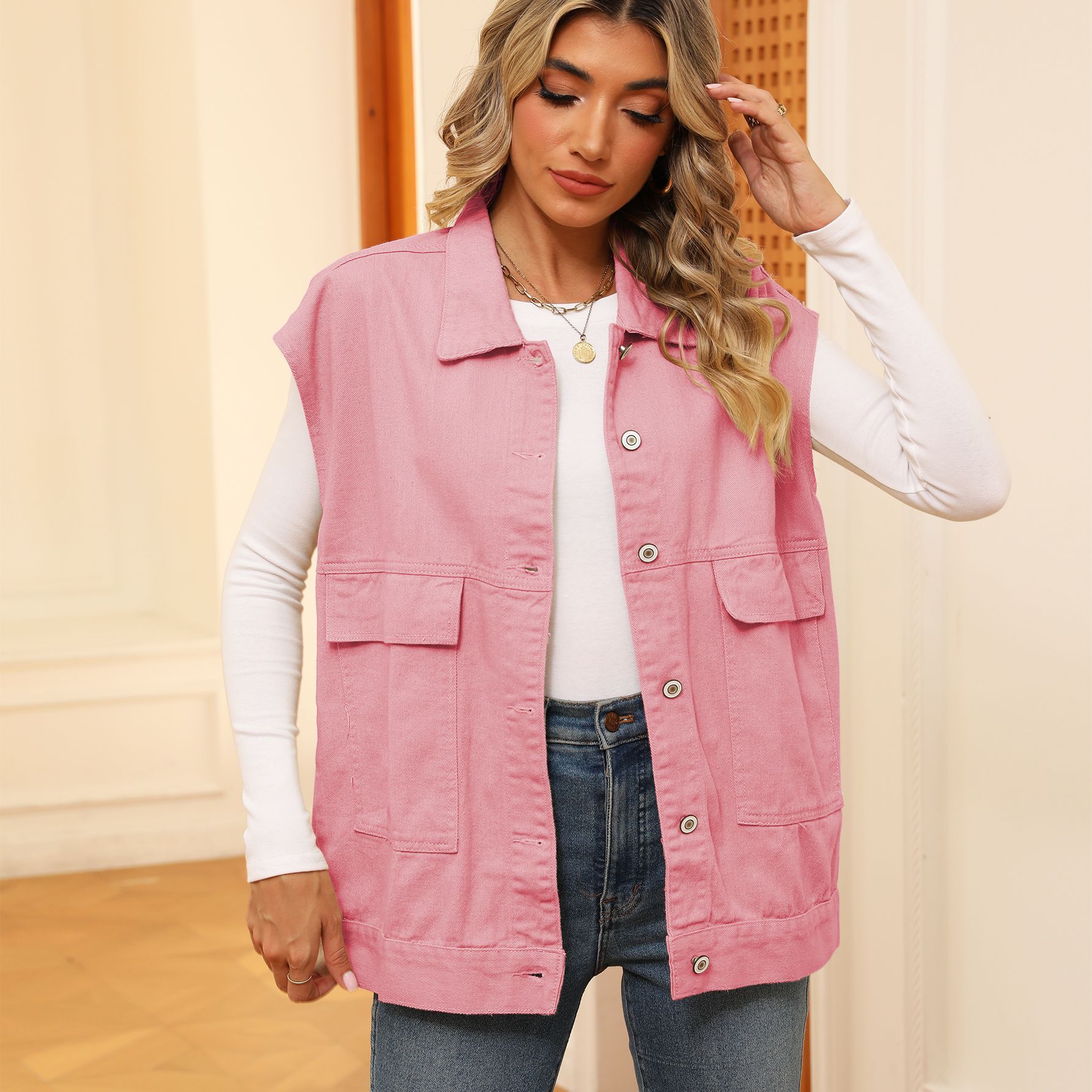 Denim Vest With Big Pockets