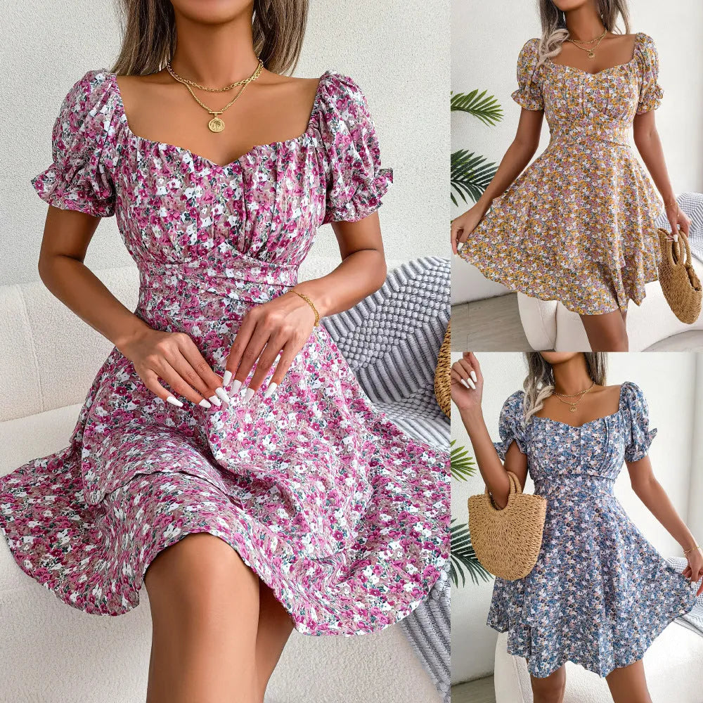 Mini Dress Swing Flower | High Waist Summer Dress