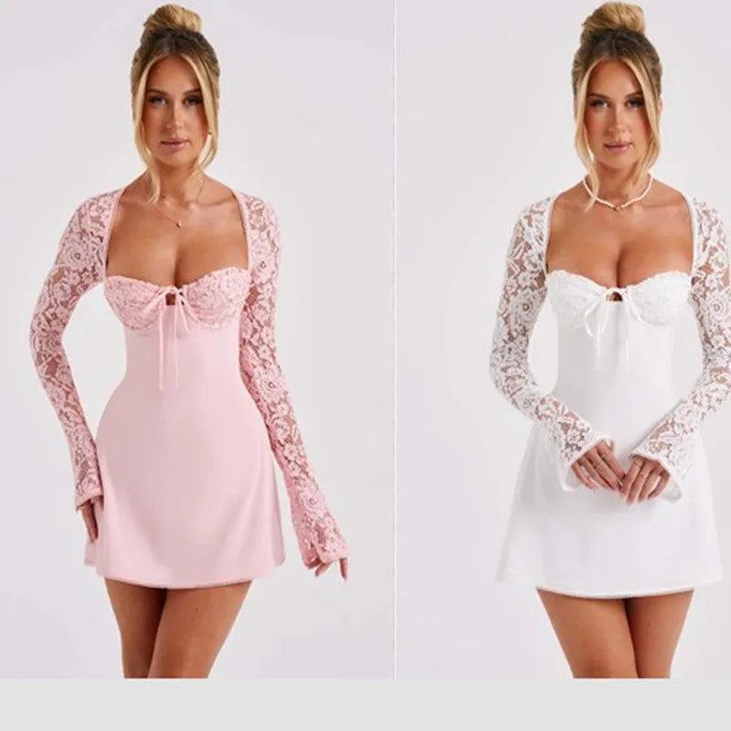 Eliane Corset Lace Long Sleeve Dress