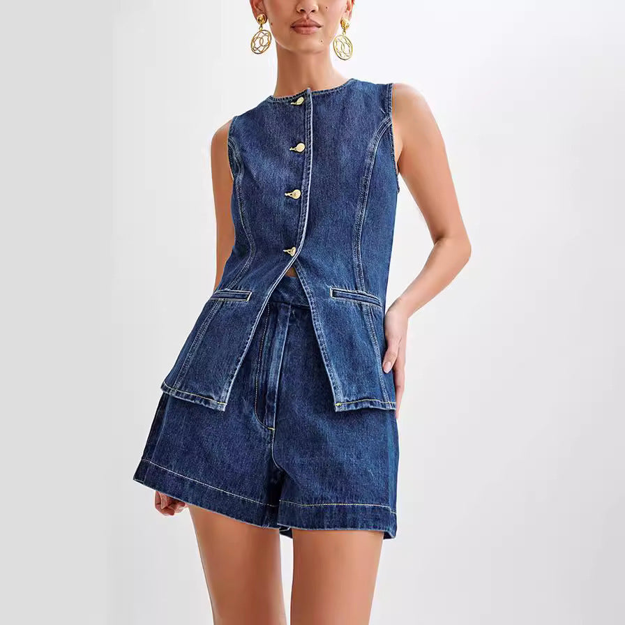 Mona™ | Denim summer Suit