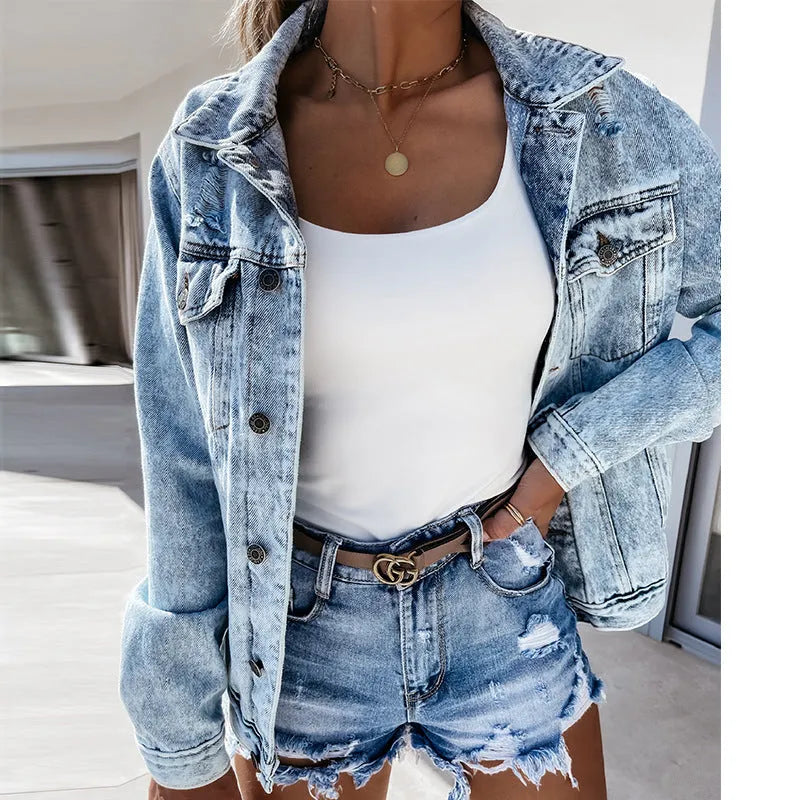 Ladies High Waist Cotton Jeans | Ripped Washed Tassel Sexy Slim Fit Slimming Denim Shorts