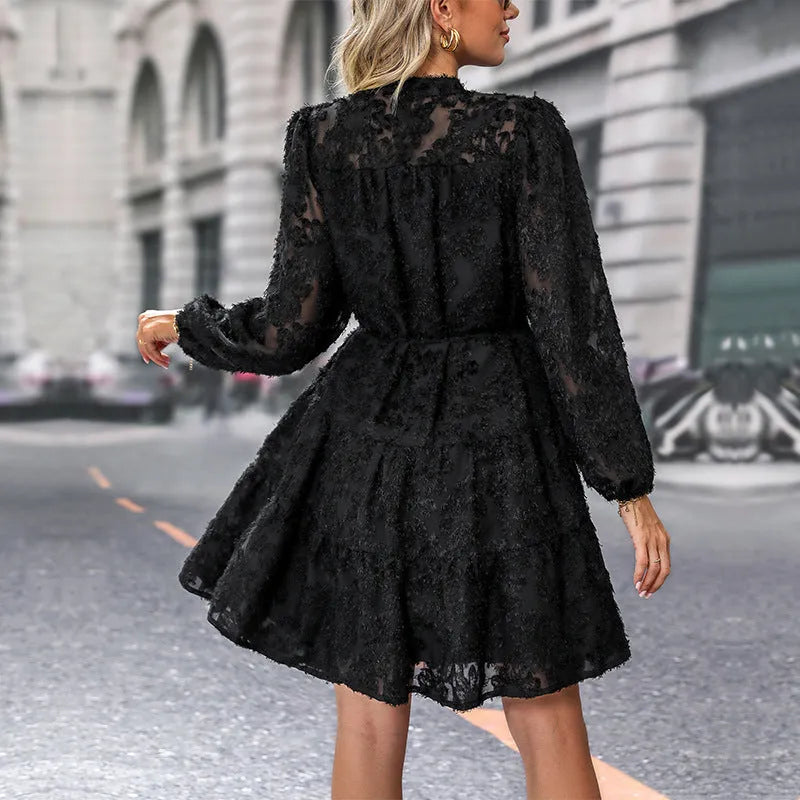 Lace Tied Long Sleeve Dress