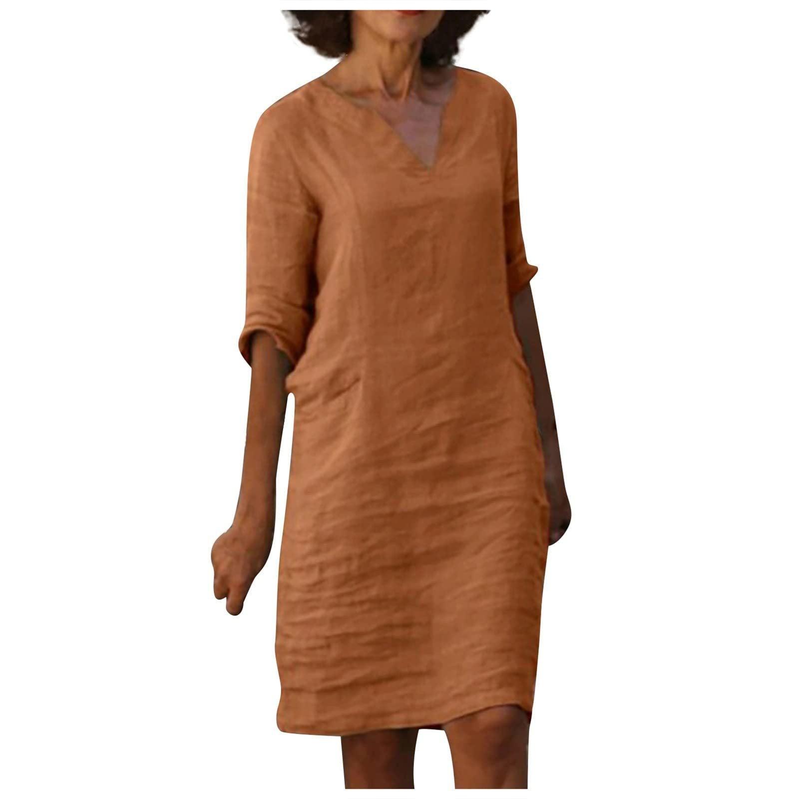 Cotton And Linen Summer Dress | Cotton and linen dress - Aspire Shop