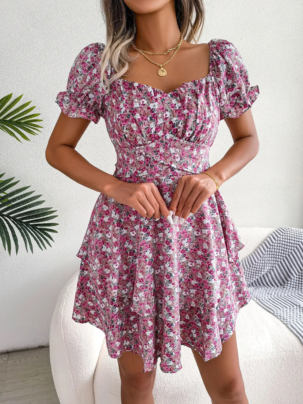 Mini Dress Swing Flower | High Waist Summer Dress