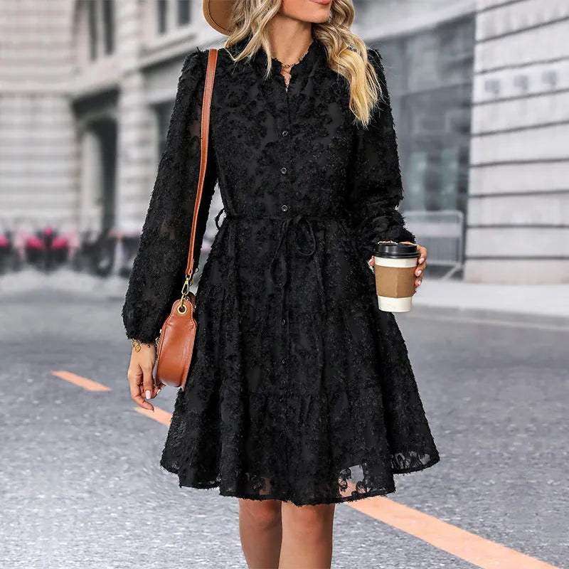 Lace Tied Long Sleeve Dress