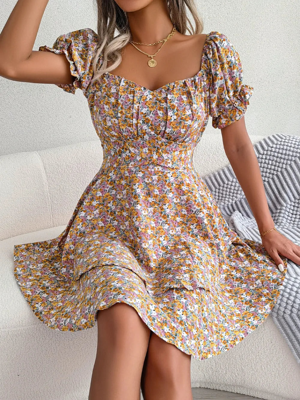 Mini Dress Swing Flower | High Waist Summer Dress