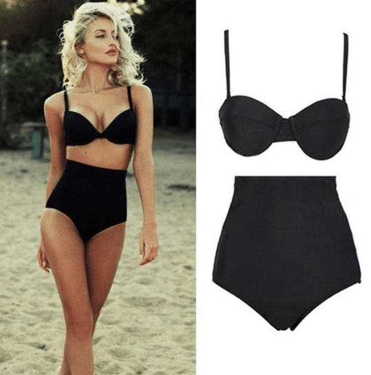 ExclusaMonroe™ | Maillot de bain taille haute rétro noir ⭐⭐⭐⭐⭐ - Aspire Shop