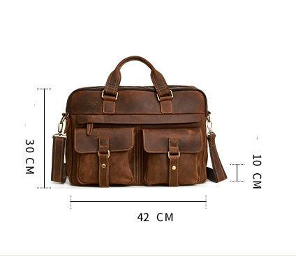 Genuine men''s bags retro men''s business bags briefcase cowhide oblique Bag 15.6 inch Laptop Bag | Luxury leather bag - Aspire Shop