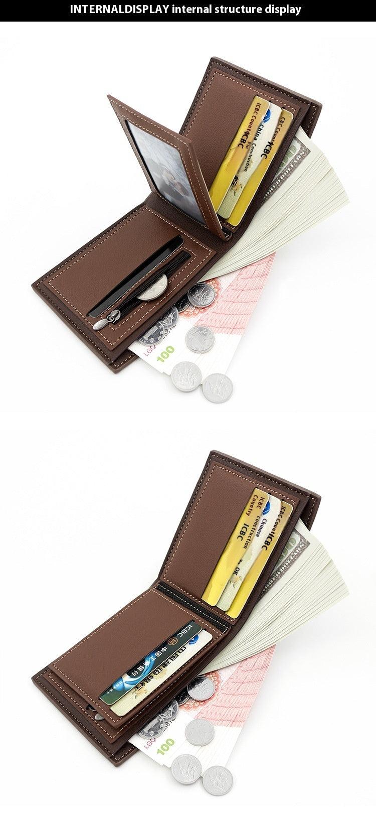 Large Capacity Tri-fold Bag Coin Bag Card Slots ID Card Wallet - Aspire Shop