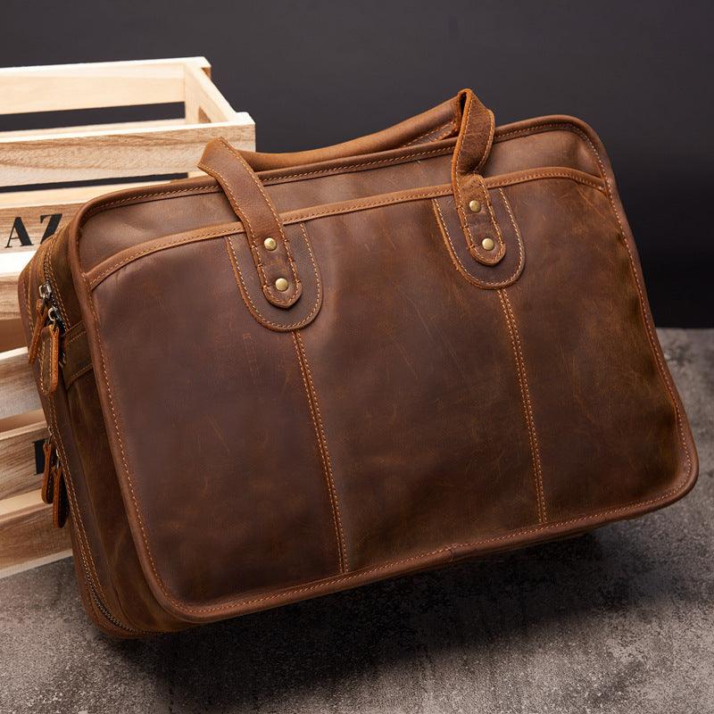 Large Retro Leather Briefcase For Men - Aspire Shop