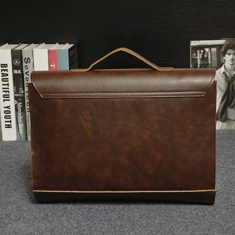 Leather Handbag briefcase men's classic single shoulder bag - Aspire Shop