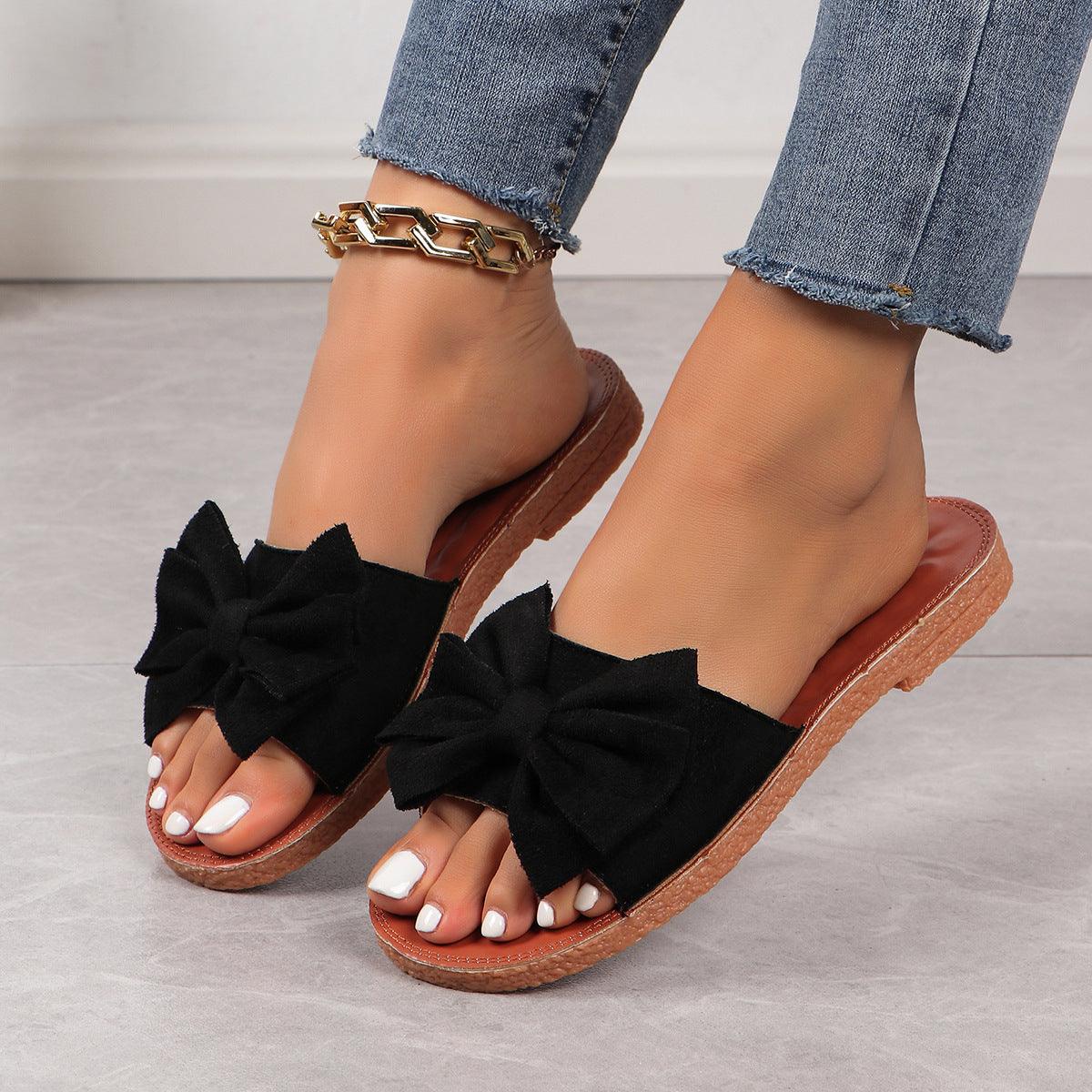 Women's Cute Platform Beach Bow Flat Slippers - Aspire Shop