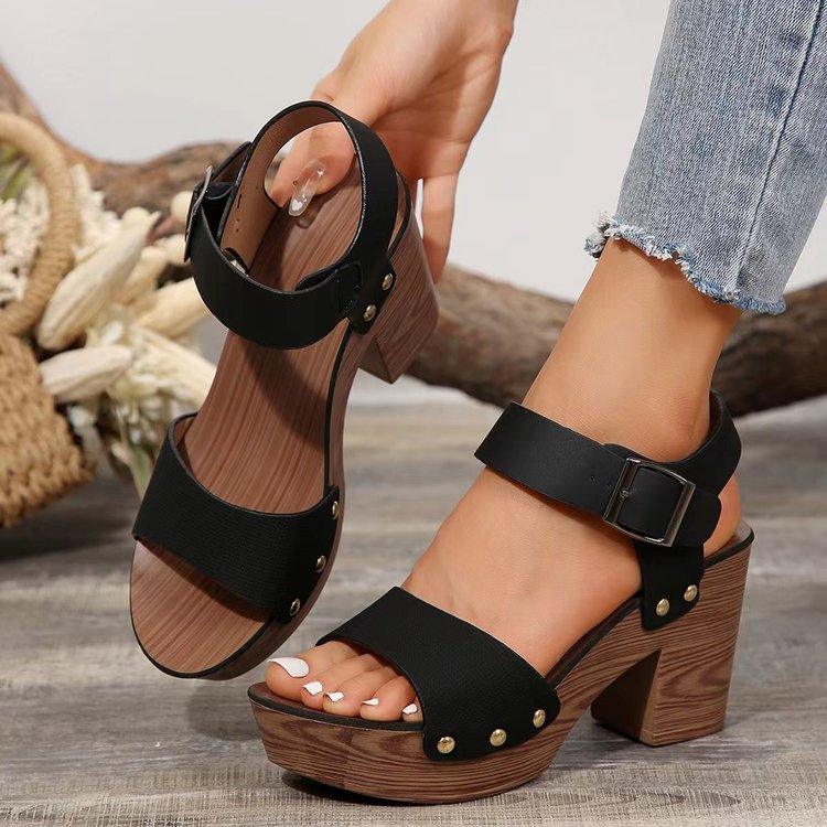 Women's Plus Size Rivet Strap Sandals - Aspire Shop